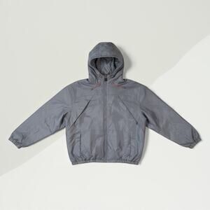 ATHLETIC WORKS Mens Full Zip Hooded Windbreaker Jacket Gray M 38/40 Gorpcore Y2k